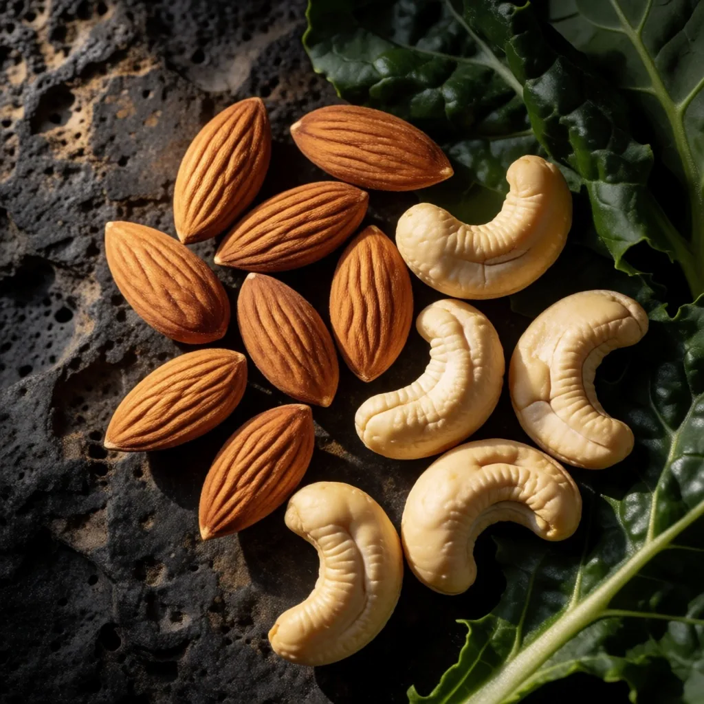 Magnesium-rich foods on dark surface