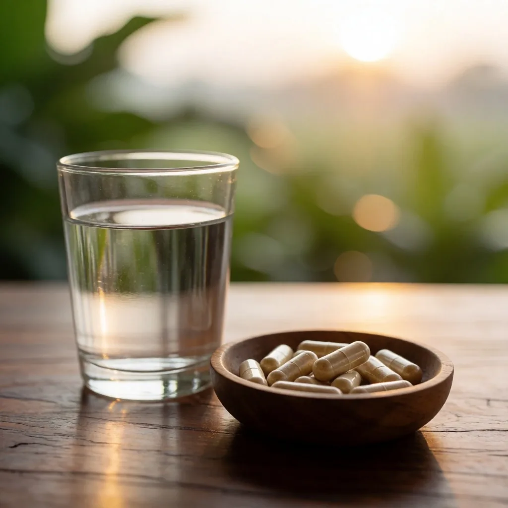 Morning hydration with warm light