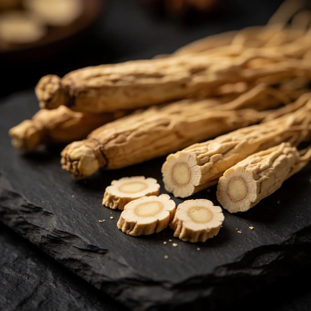 Dried ginseng root detail