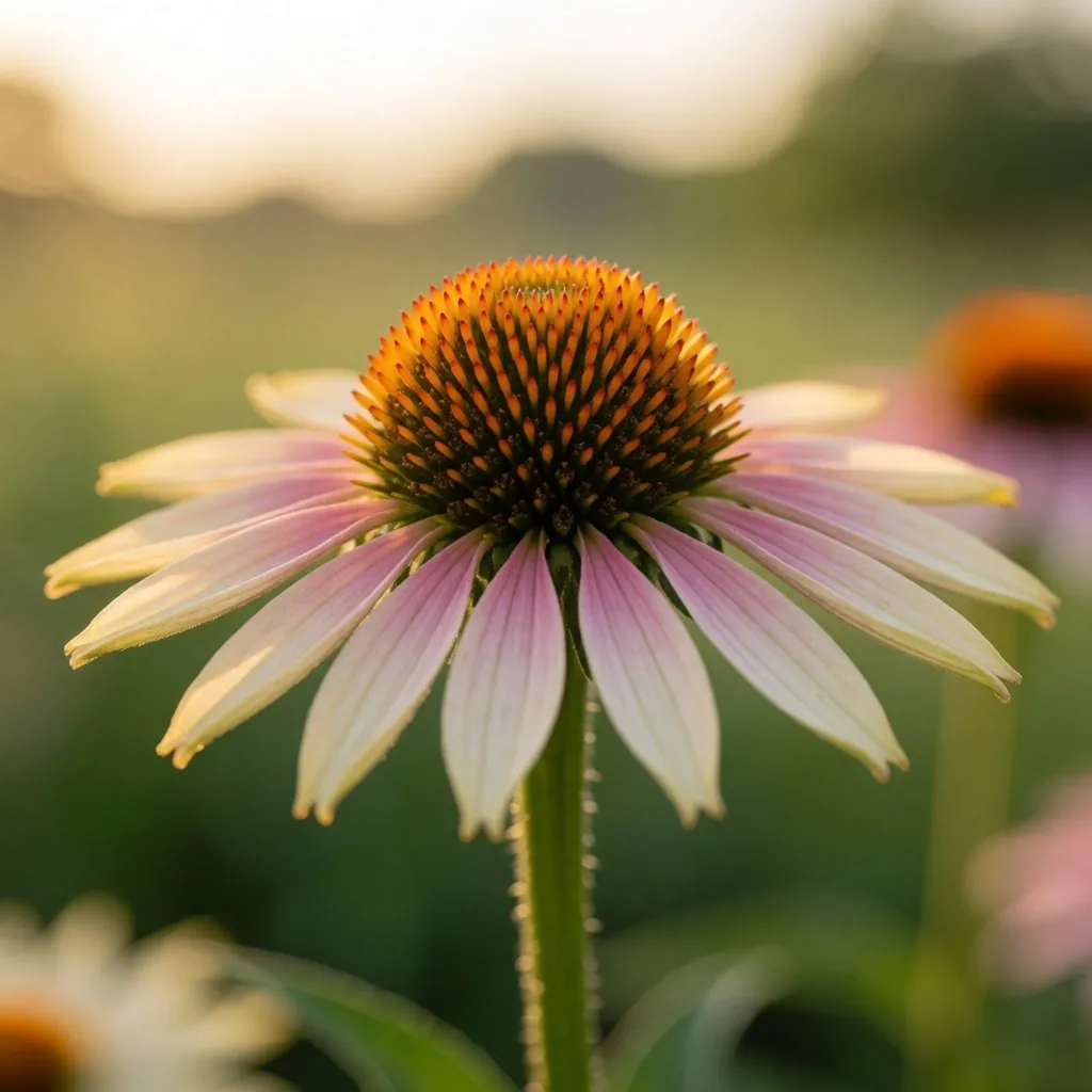 Echinacea purpurea flower in warm light