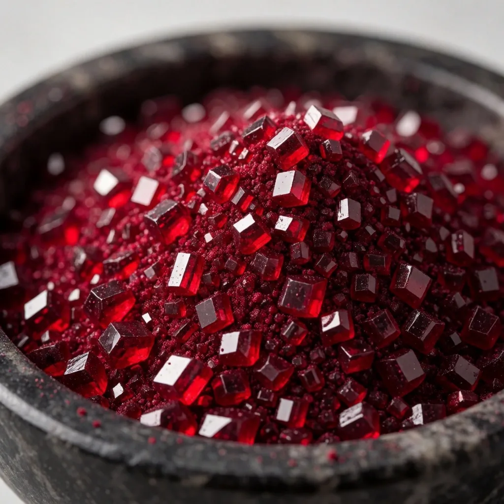 Red B12 methylcobalamin crystals in dish