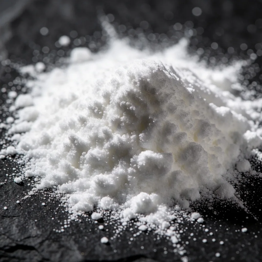 Zinc powder on dark stone surface