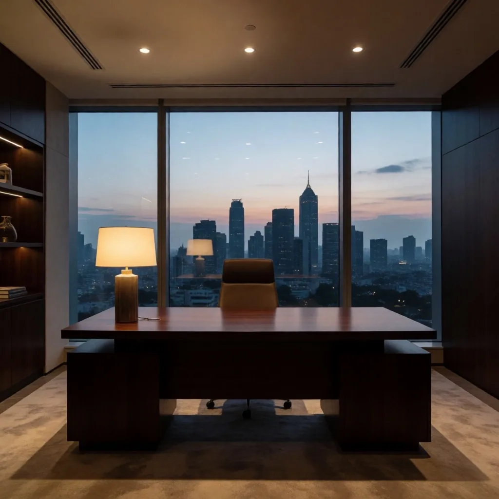 Nutrisindo office interior at dusk